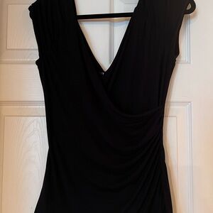 White House Black Market Black Asymmetrical Ruched reversible top